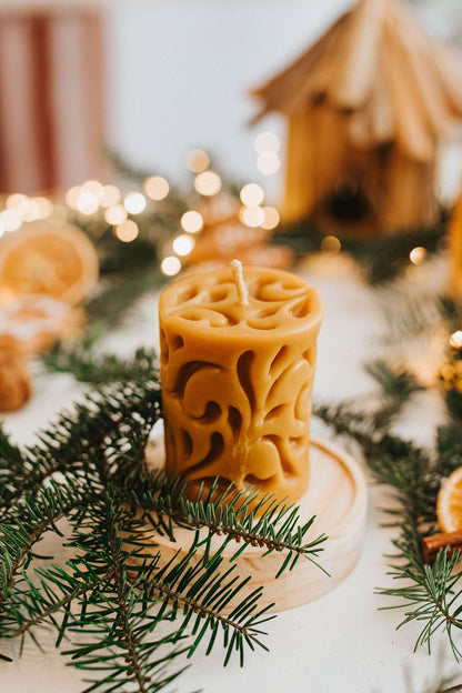 Świeca z wosku pszczelego - walec wzór