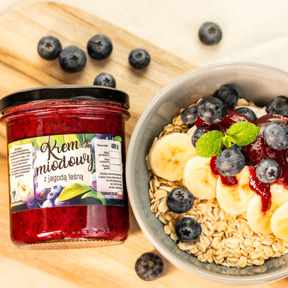 Krem miodowy z jagodą leśną