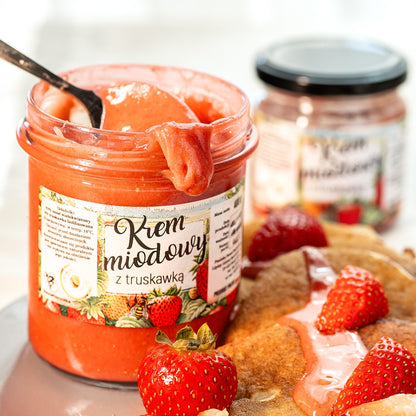 Krem miodowy z truskawką