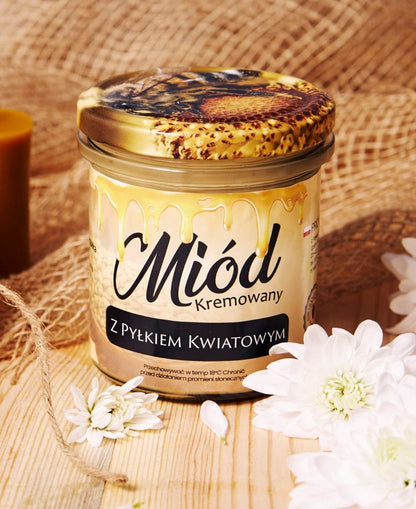 Miód Kremowany z pyłkiem kwiatowym 400 gram