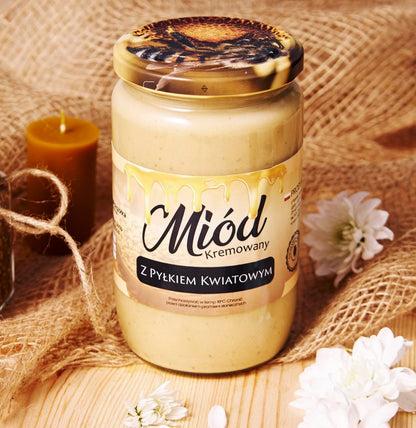 Miód Kremowany z pyłkiem kwiatowym 980 gram