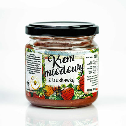 Krem miodowy z truskawką