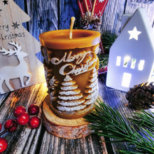 Świeca z wosku pszczelego - walec Merry Christmas